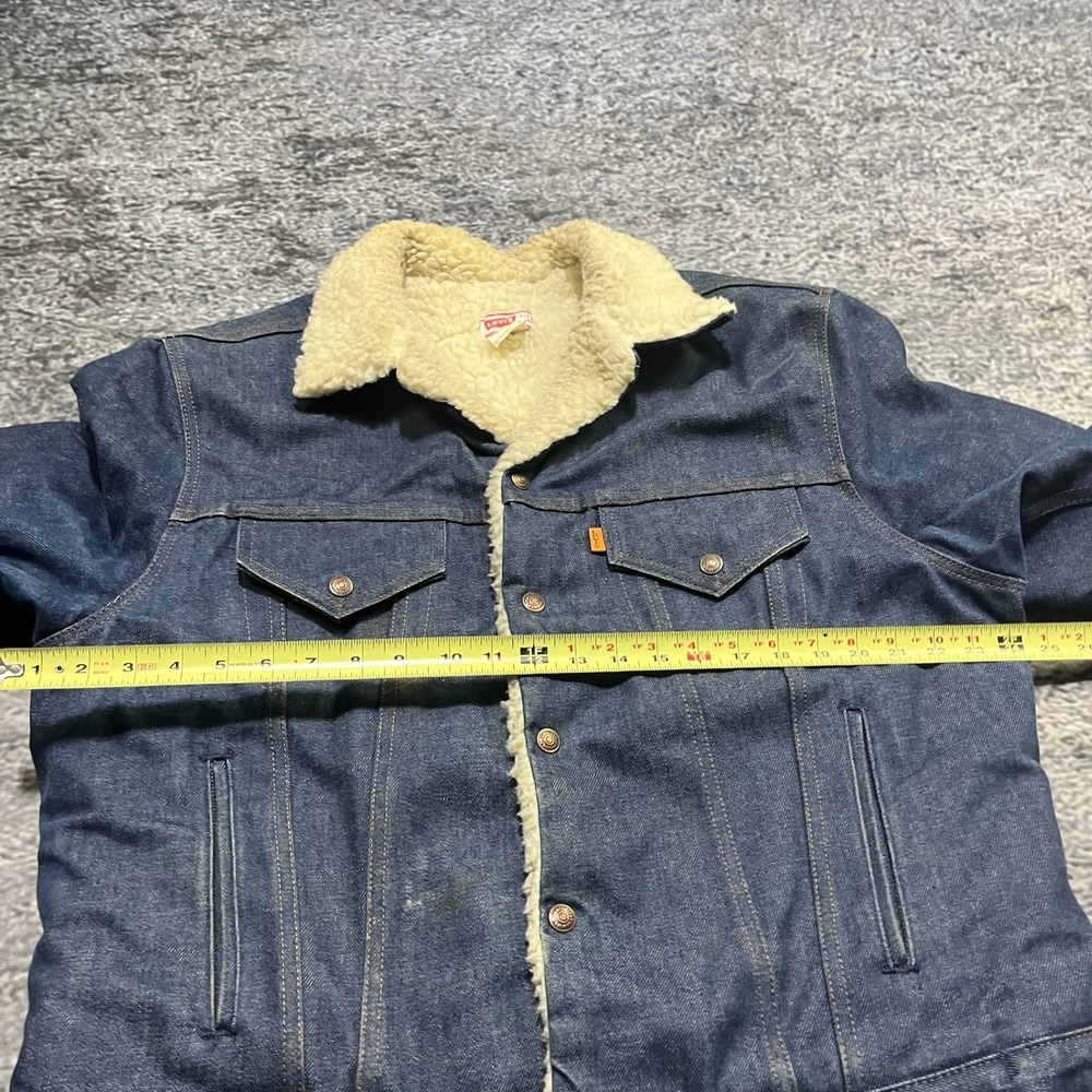 Vintage Levi's Orange Tab Sherpa Denim Jacket Size 46 Blue Lined Western 80s - Picture 6 of 9